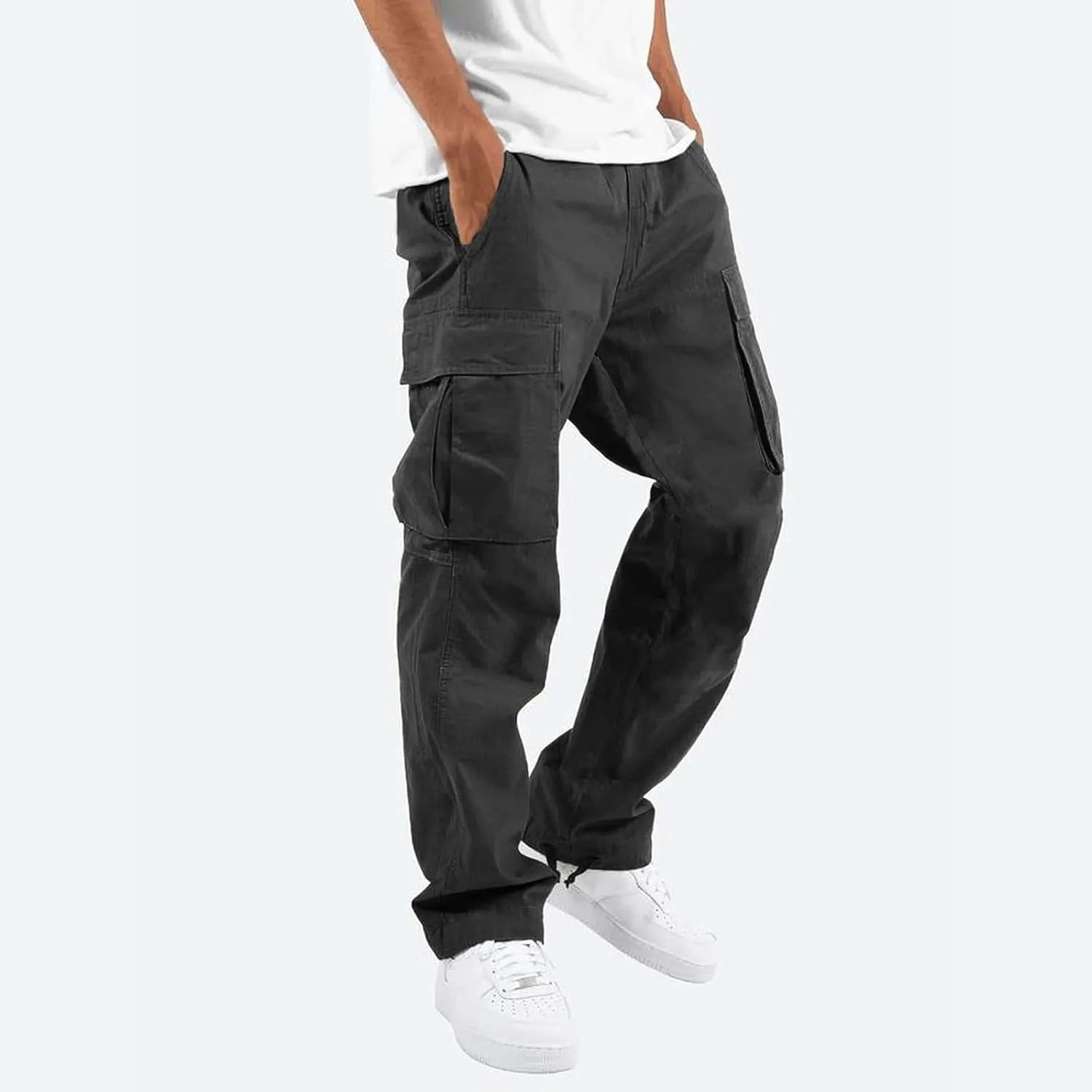 Vickyleb Men's Cargo Pants Casual Athletic Hiking Pants Joggers Loose Fit Cotton Straight Workout Sweatpants for Men