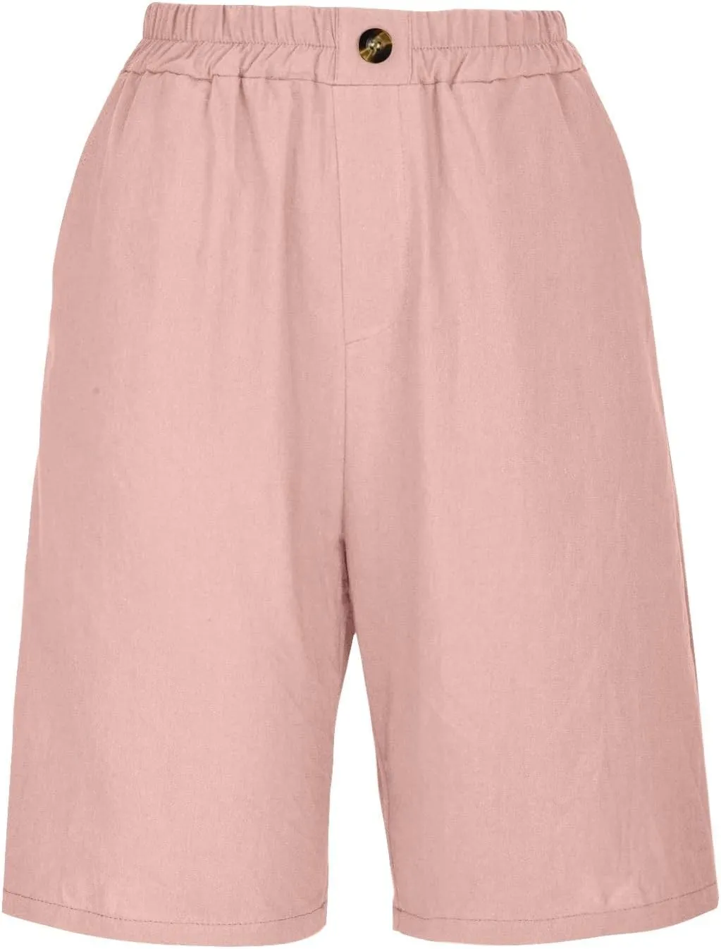 Wide Leg Linen Shorts for Women Knee Length Bermuda Shorts Summer Casual Loose Elastic Waist Beach Pants with Pocket