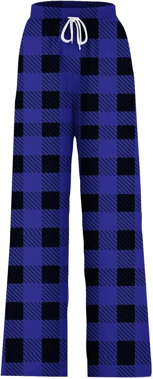 Wide Leg Sweatpants for Women High Waist Drawstring Workout Trousers Striped Print Loose Flowy Y2K Pants with Pockets