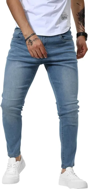 Woenzaia Mens Jeans Slim Fit Skinny Denim Stretch Tapered Jean Pants