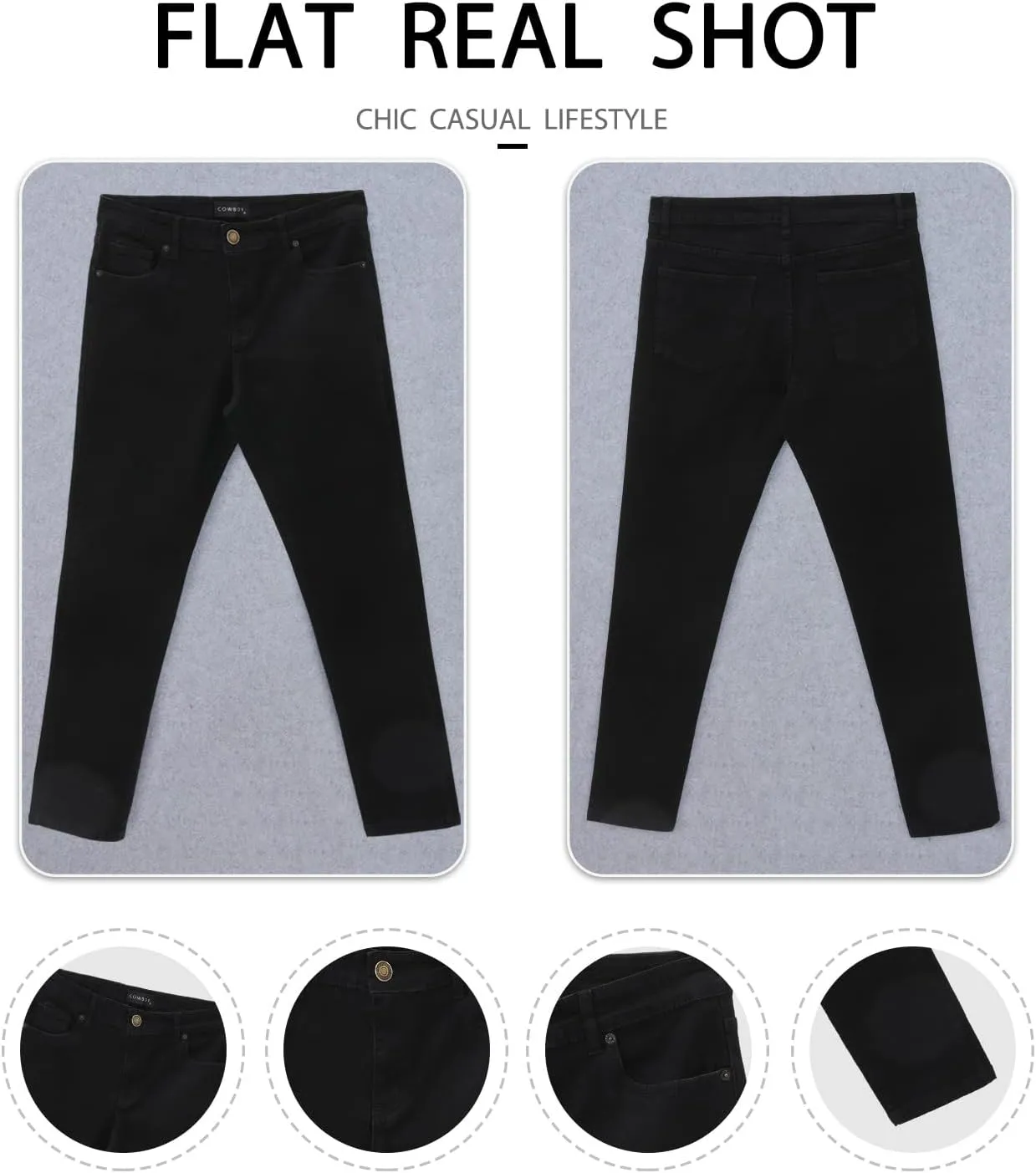 Woenzaia Mens Jeans Slim Fit Skinny Denim Stretch Tapered Jean Pants