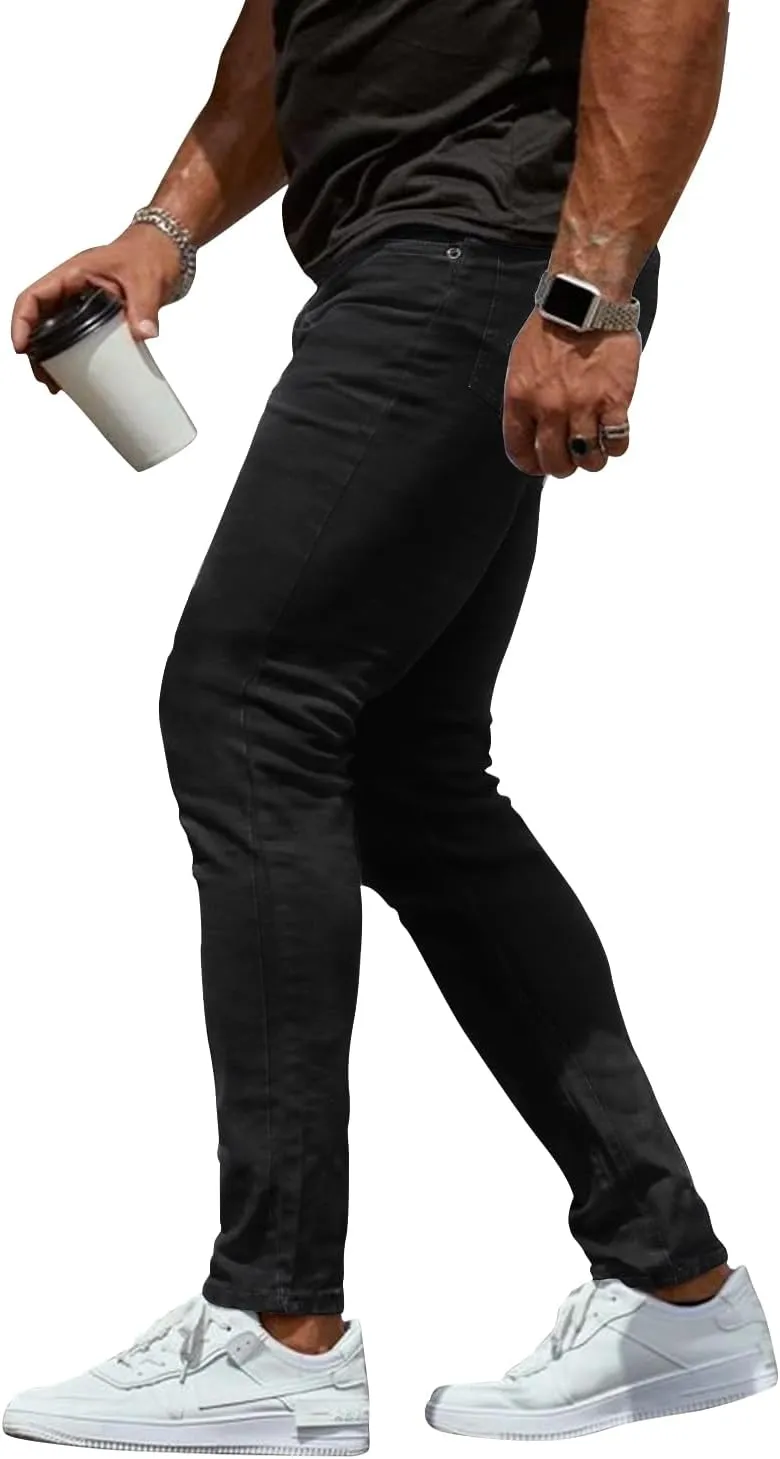 Woenzaia Mens Jeans Slim Fit Skinny Denim Stretch Tapered Jean Pants