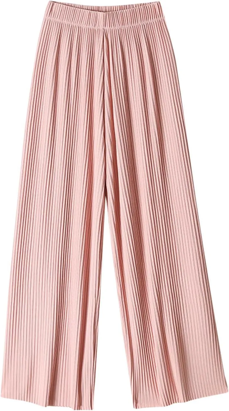 Women Ice Silk Palazzo Pants Summer Baggy Wide Leg High Waist Casual Long Trousers Jogger Pants 2024 Trendy Sweatpant