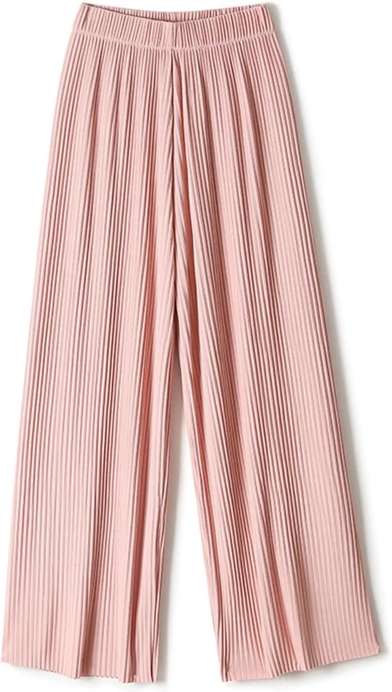 Women Ice Silk Palazzo Pants Summer Baggy Wide Leg High Waist Casual Long Trousers Jogger Pants 2024 Trendy Sweatpant