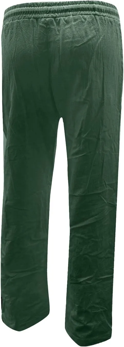 Women Linen Pants Beach Drawstring Joggers Cotton Loose Gauze Pants Summer Causal Lightweight Pants Wide Leg Trousers