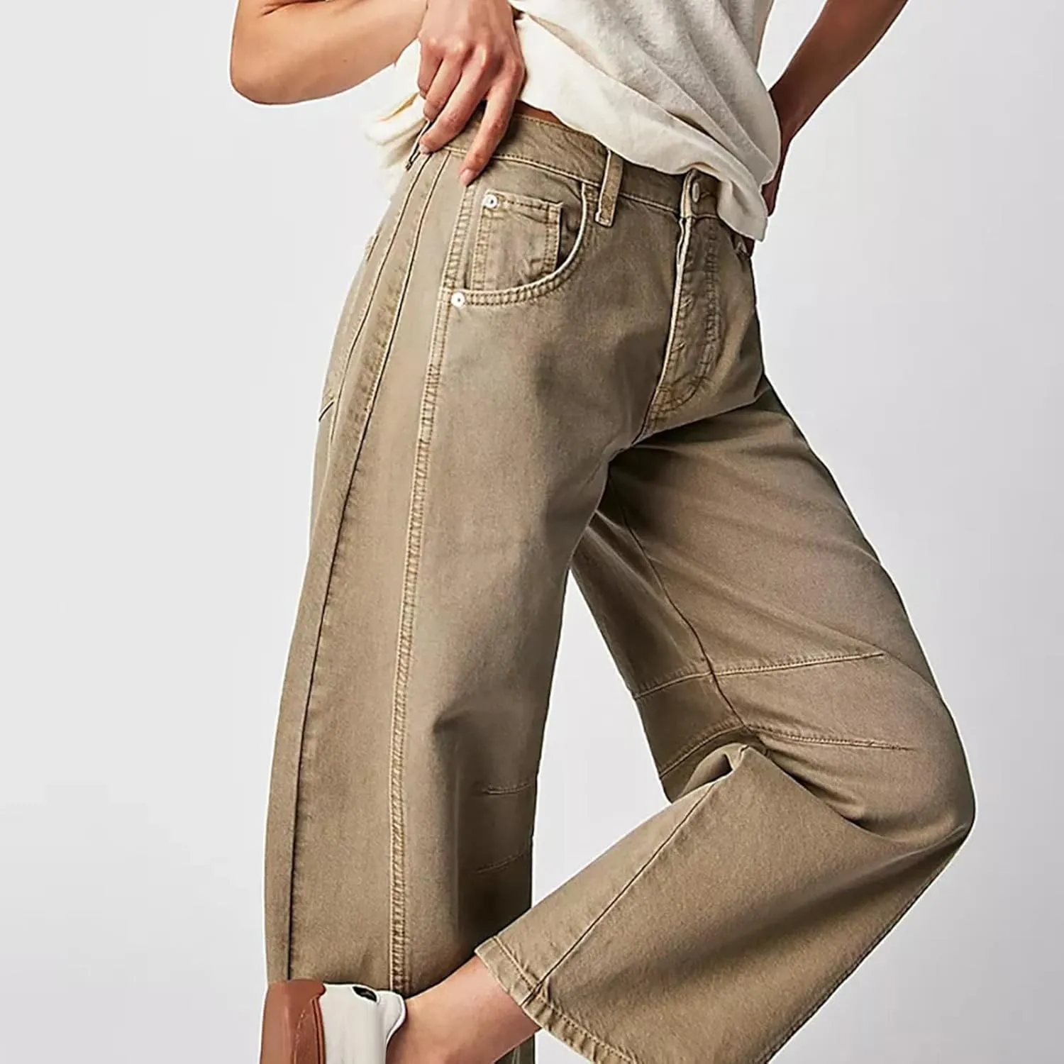 Women Linen Summer Letter Patched Palazzo Lounge Pants High Waist Stretchy Slim Fit Trousers Beach