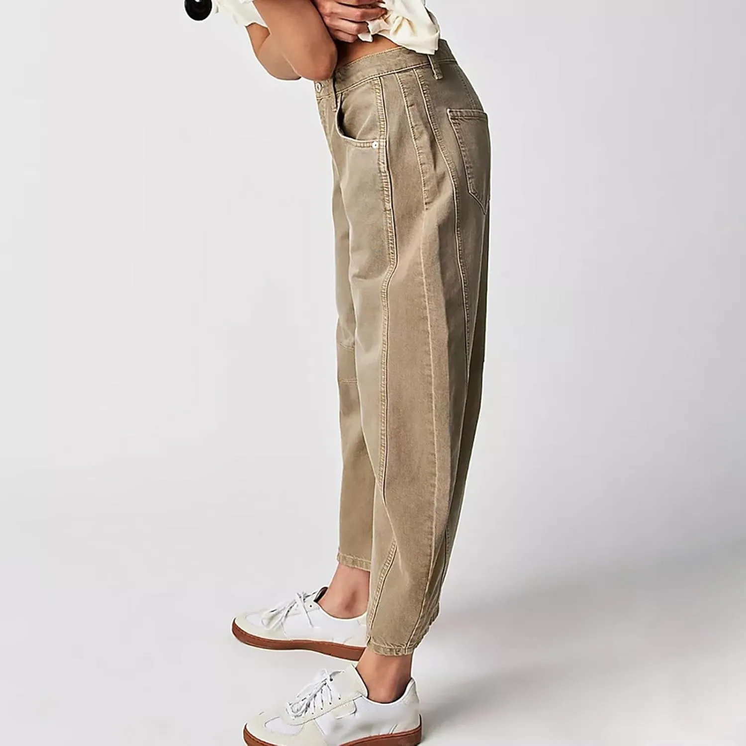Women Linen Summer Letter Patched Palazzo Lounge Pants High Waist Stretchy Slim Fit Trousers Beach