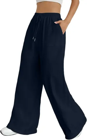 Women Linen Summer Printed Palazzo Pants Elastic Waisted Stretchy Plus Size Palazzo Pants Travel