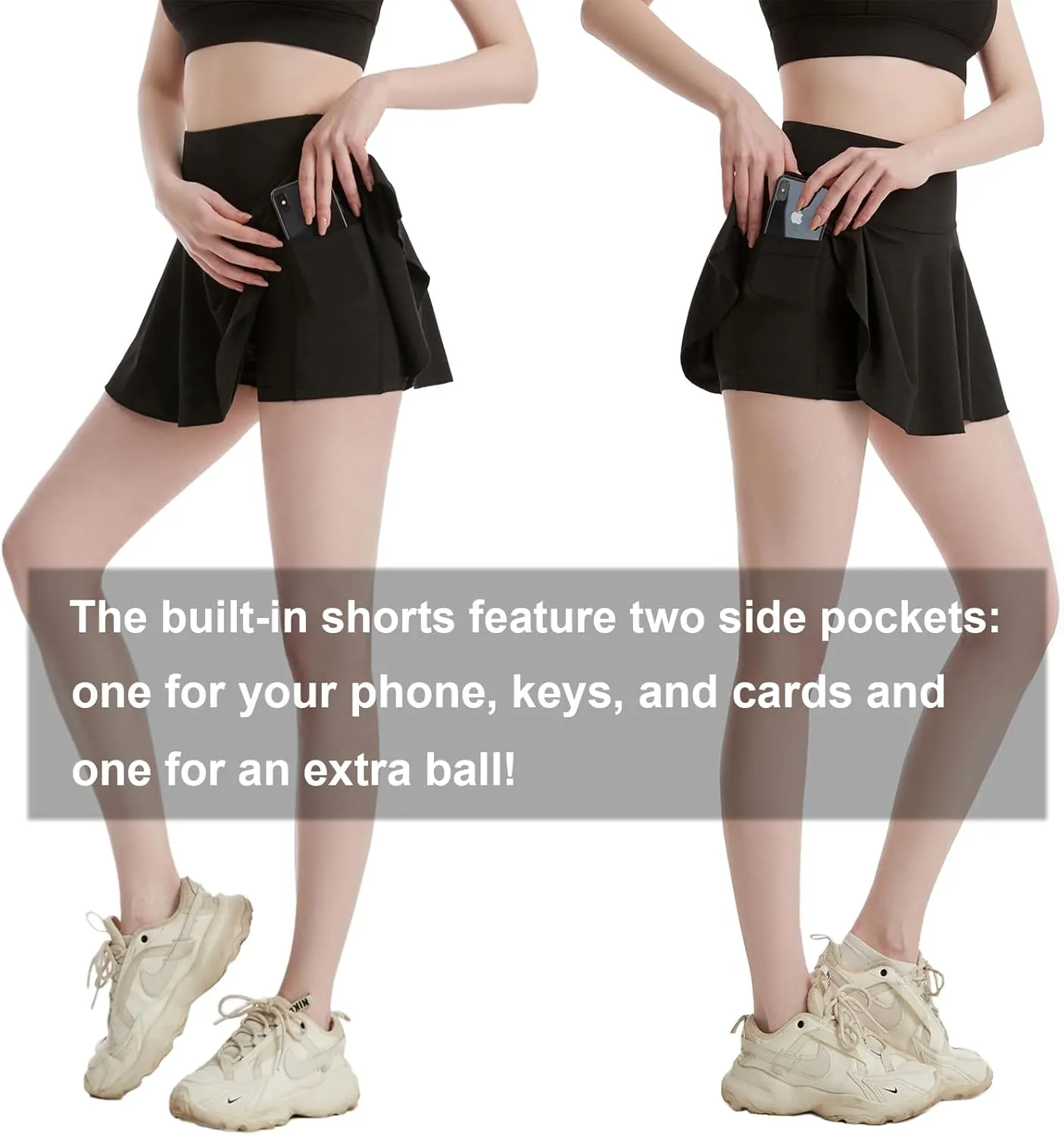 Women Tennis Skirt Golf Skorts Athletic High Waisted with 2 Pockets Inner Shorts Sport Workout Pleated Pickleball