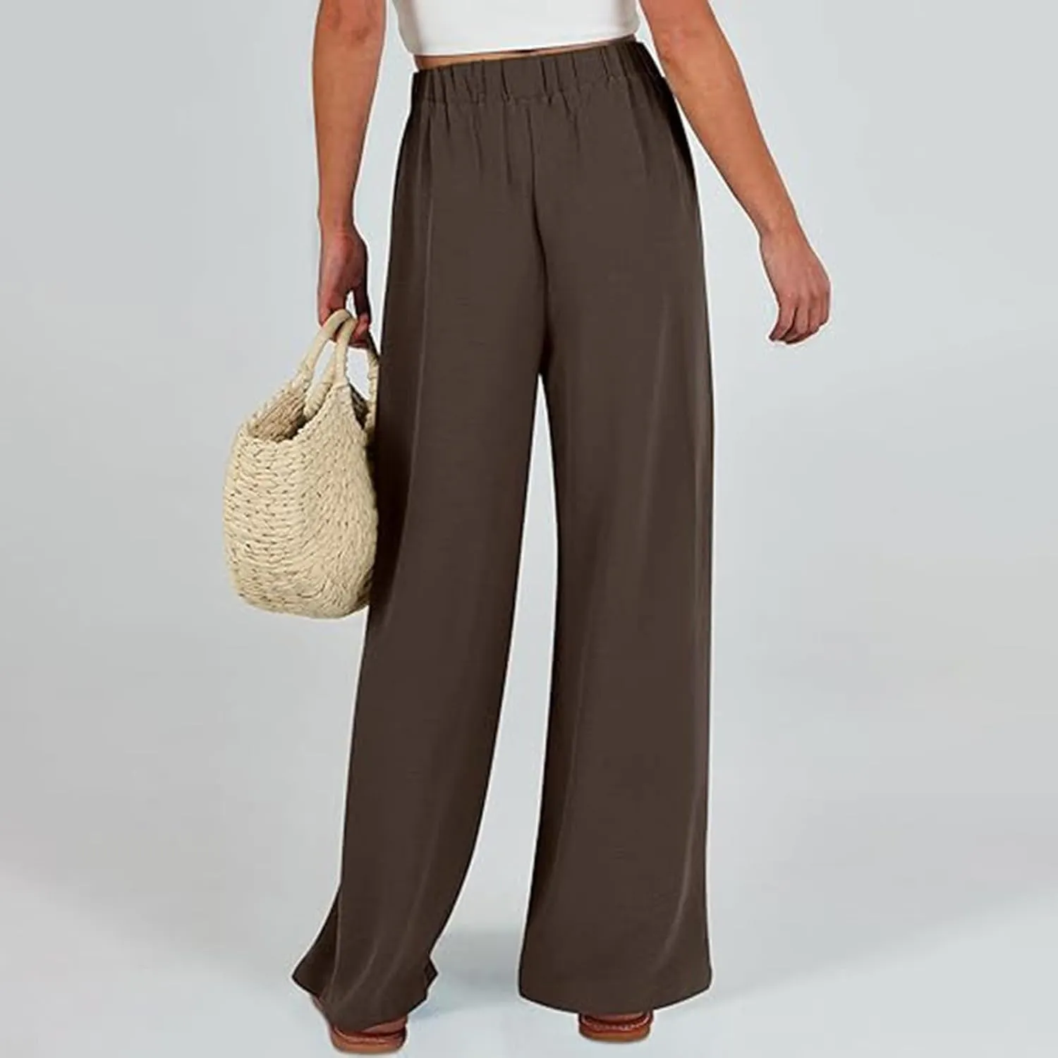 Women Wide Leg Palazzo Pants Summer High Waist Flowy Casual Trousers Loose Lounge 2025 Trendy Beach Travel Vacation Clothes