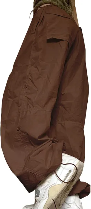 Womens Baggy Cargo Pants Low Waist Loose Wide Leg Trousers Cinch Drawstrings Joggers Sweatpants Hippie Streetwear