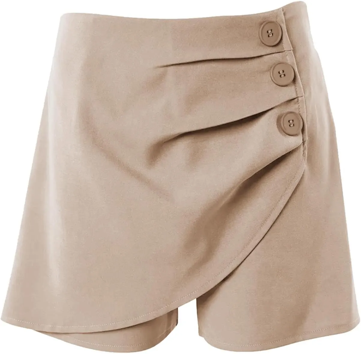 Womens Button Front Wrap Skirts High Waist Tummy Control Dressy Skorts Summer Solid Ruffle Casual Workwear Outfits