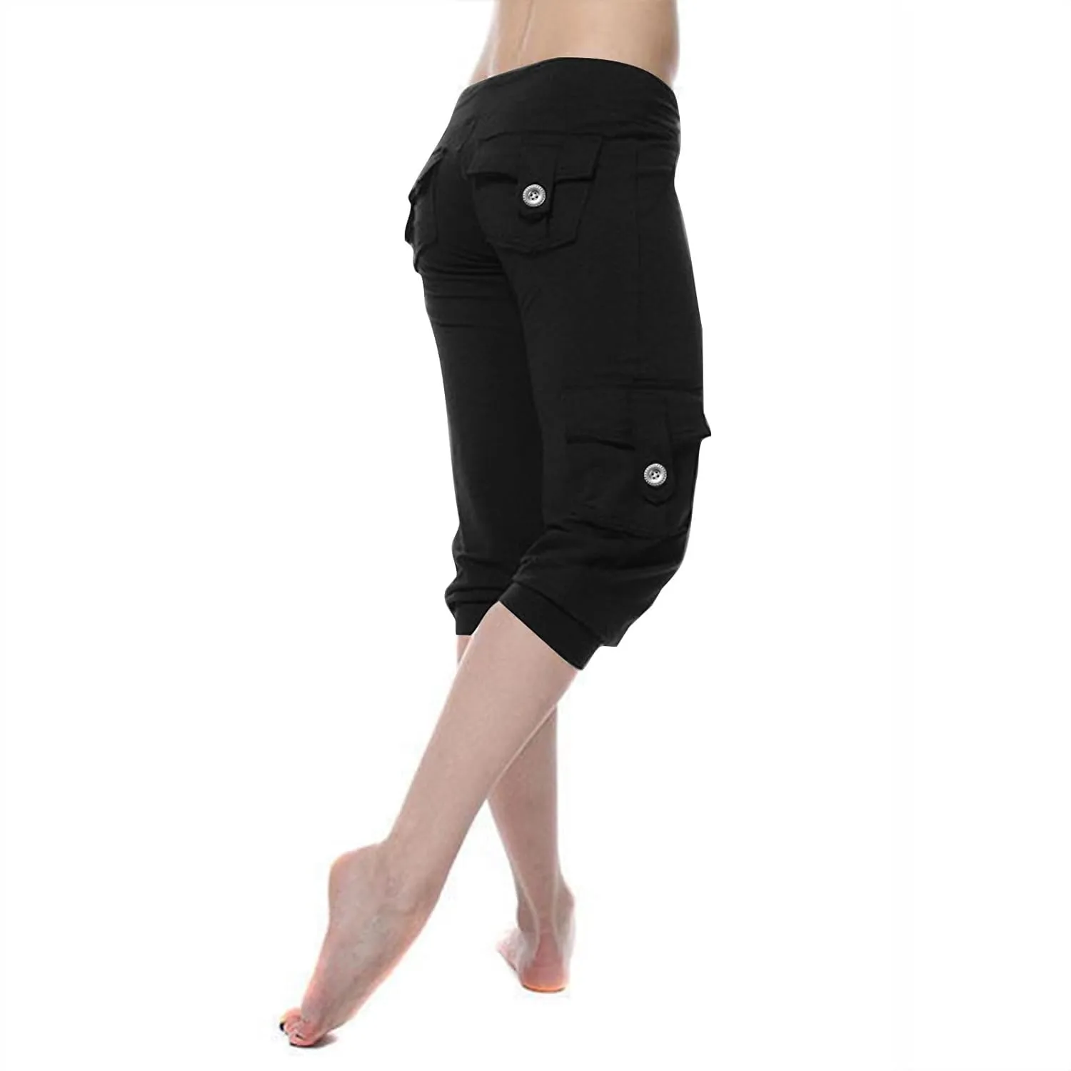 Womens Cargo Capri Pants with Pockets Lightweight Joggers Yoga Hiking Pants Workout Sweatpants Summer Casual Trousers