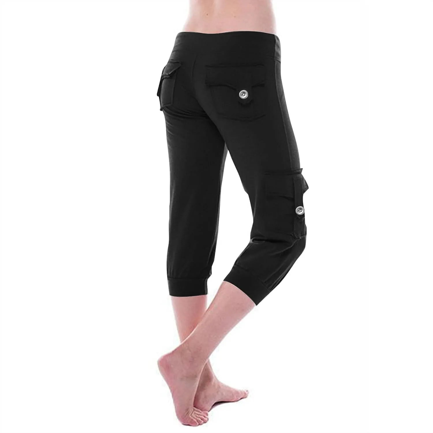 Womens Cargo Capri Pants with Pockets Lightweight Joggers Yoga Hiking Pants Workout Sweatpants Summer Casual Trousers