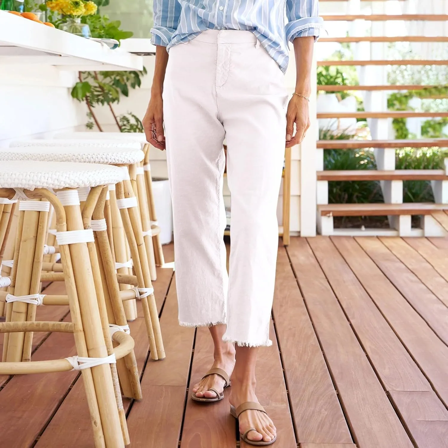Womens Cargo Pants, Plaid Peasant Pants Linen Casual Straight Leg 2025 Loose