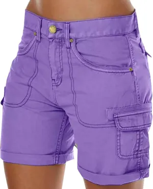 Womens Cargo Shorts Summer Casual Jeans Trendy High Waisted Casual Summer Pull On Drawstring Beach Loost Fit Shorts