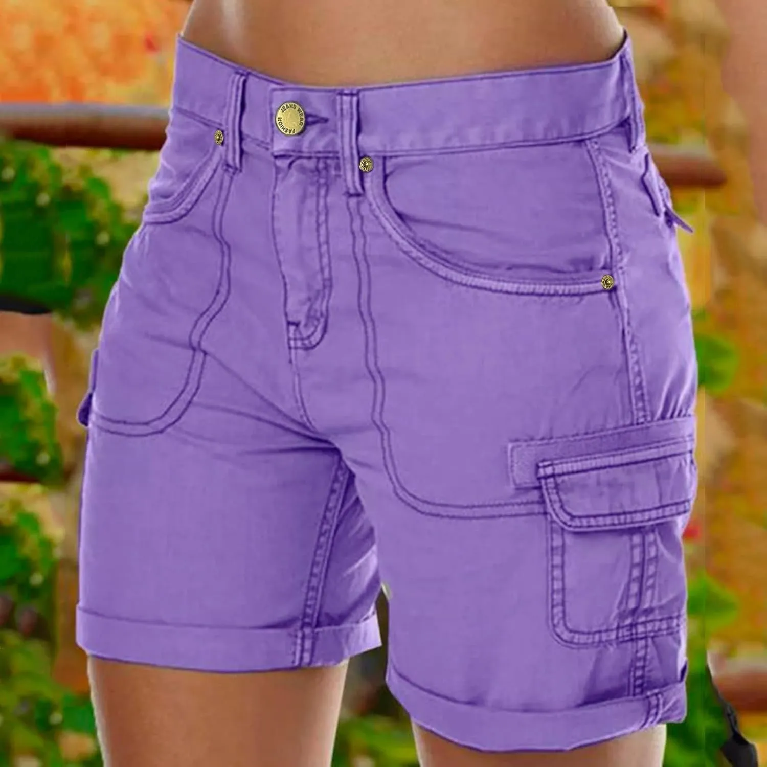 Womens Cargo Shorts Summer Casual Jeans Trendy High Waisted Casual Summer Pull On Drawstring Beach Loost Fit Shorts