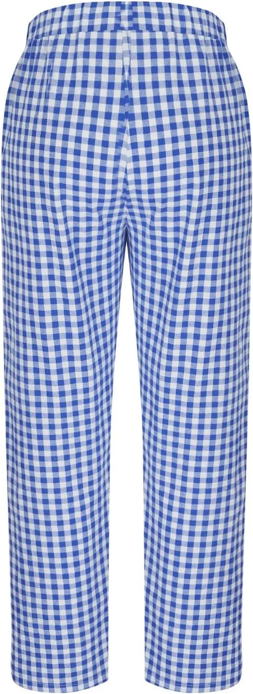 Women's Casual Plaid Pants Summer High Waist Comfort Athletic Trousers Fashion Loose Comfy Lounge Pant with Pocket