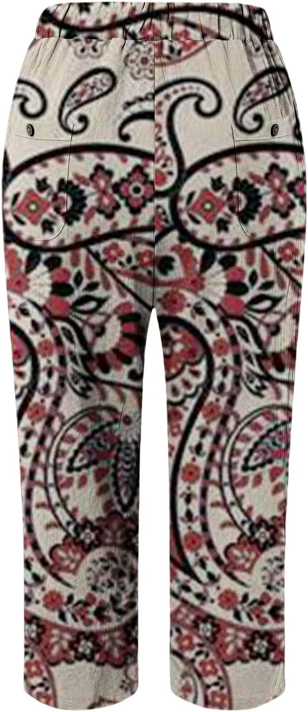 Women's Clothing Summer Casual Drawstring Pants Flowy Wide Leg Beach Trousers with Pockets Fleece Lined Leggings