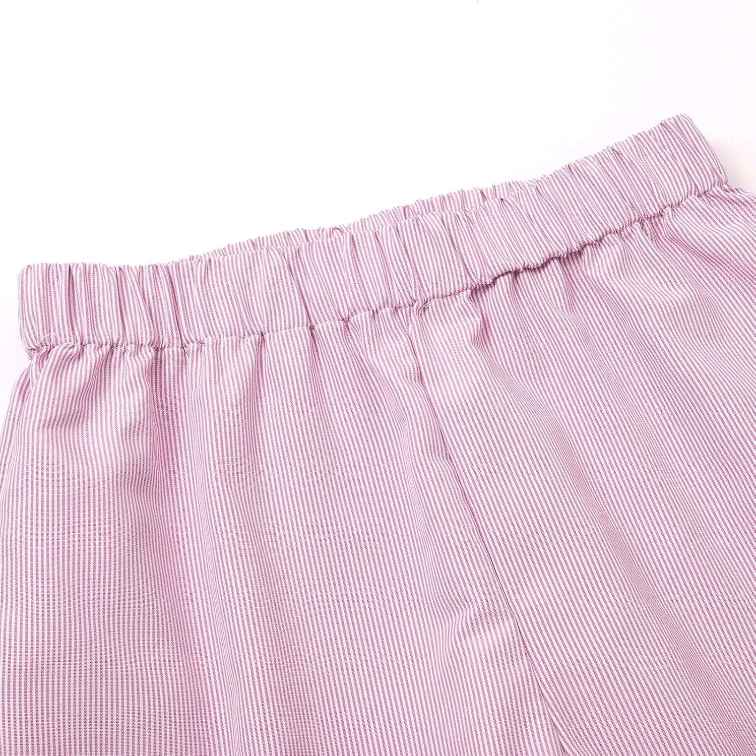 Womens Cotton Linen Casual Pants 2024 Summer Trendy Loose Fit Wide Leg Y2k Striped Trousers Elastic High Waist Fashion Pants