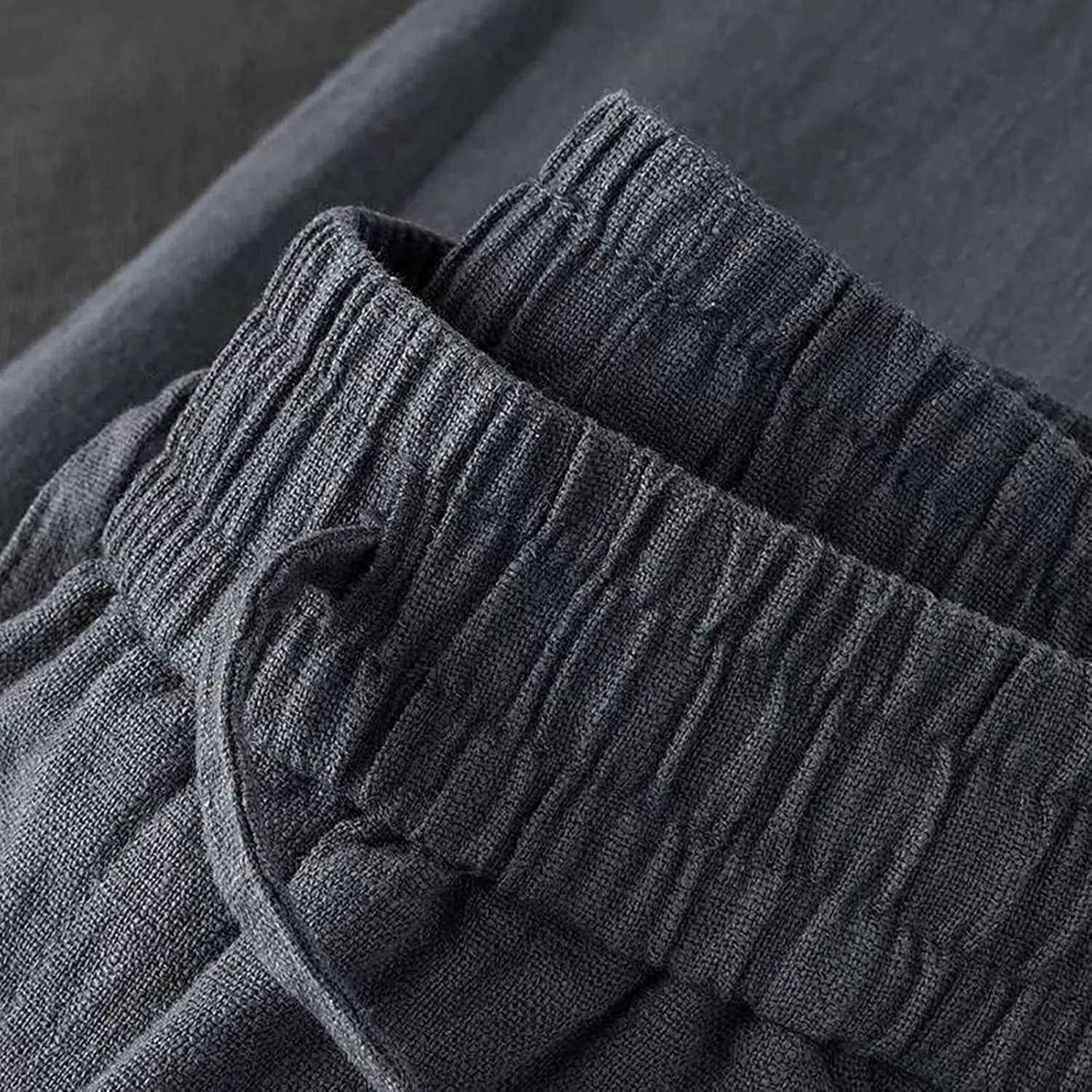 Women's Cotton Linen Straight Leg Pants Plus Size Drawstring Casual Trousers with Pockets Summer Beach Lounge Pant