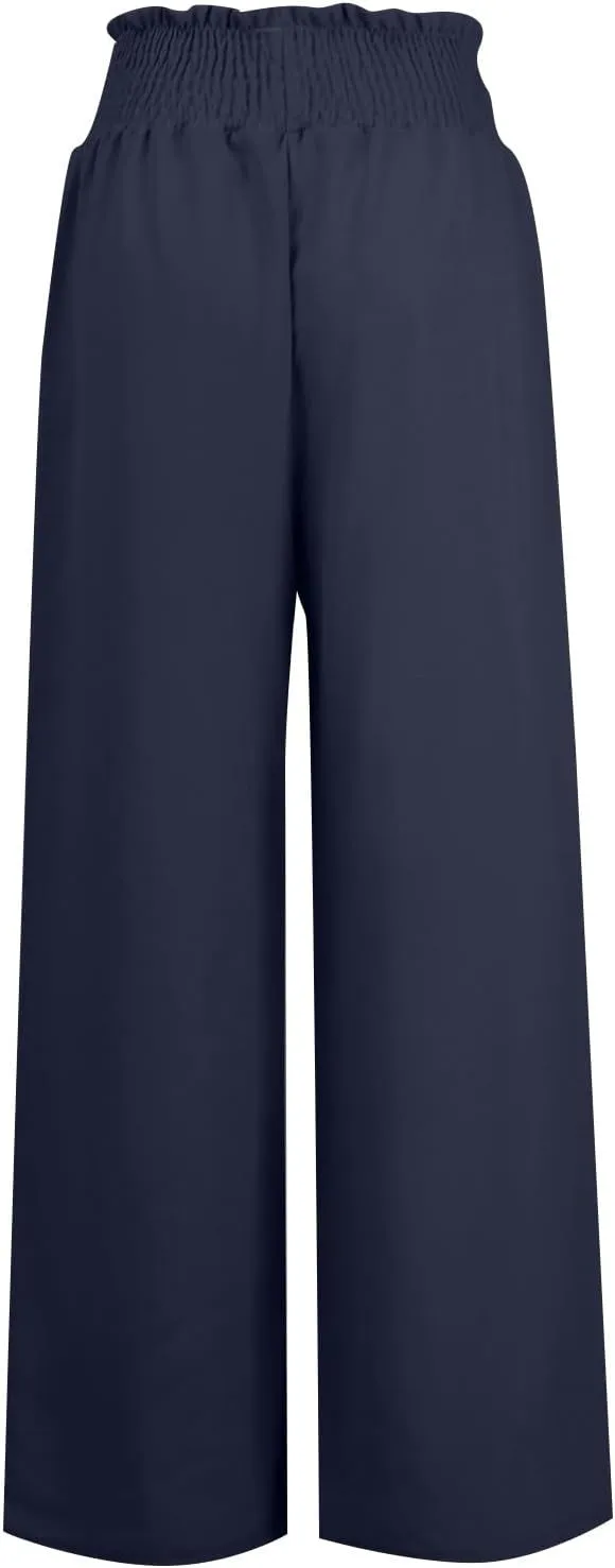 Women's Cotton Linen Summer Loose Pant Trousers Low Waist Straight Slim Fit Trousers Office