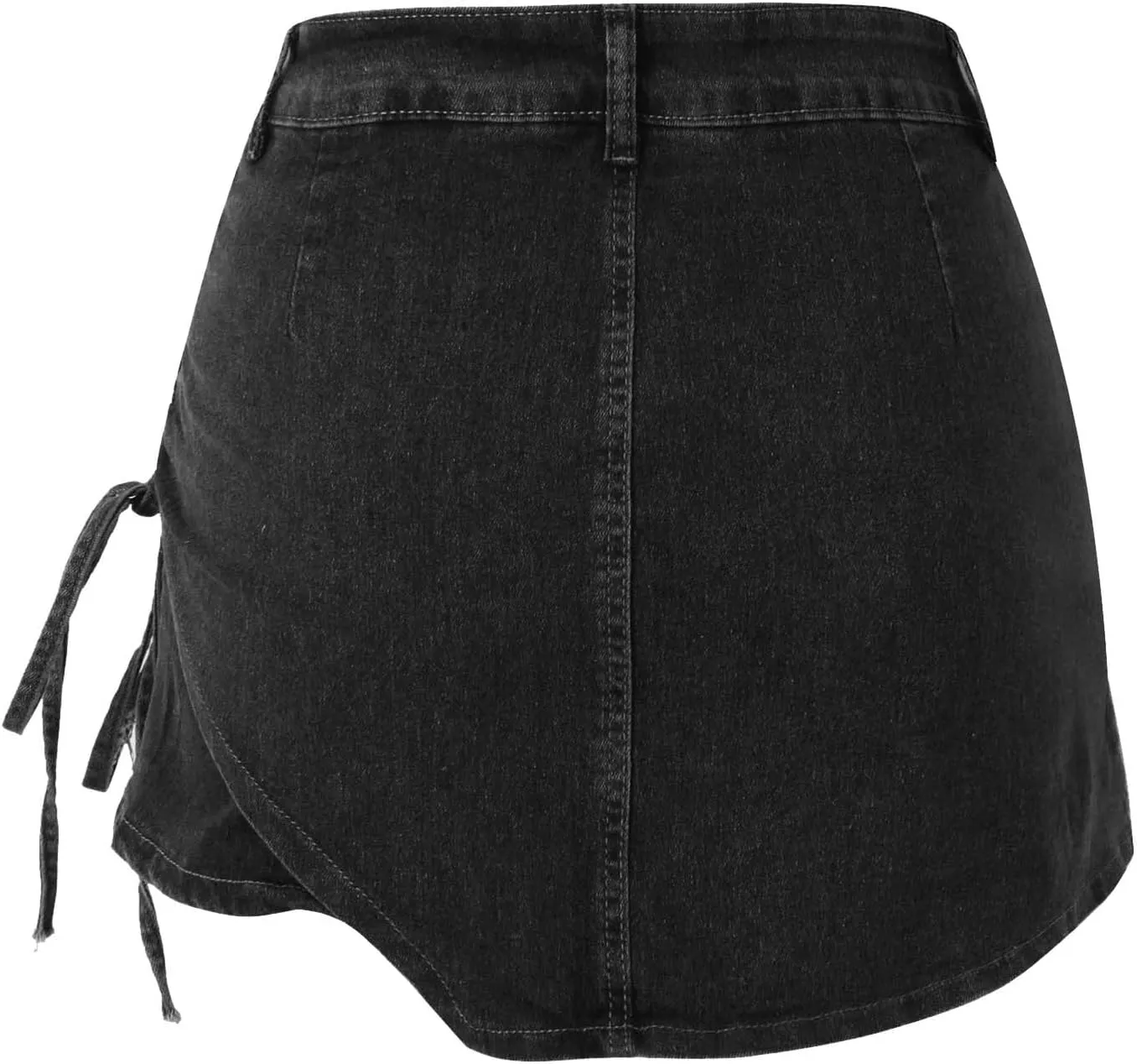 Womens Denim Jean Skirt Casual Mini Y2K High Waisted Casual Fashion Cute Skirts with Pockets Side Drawstring