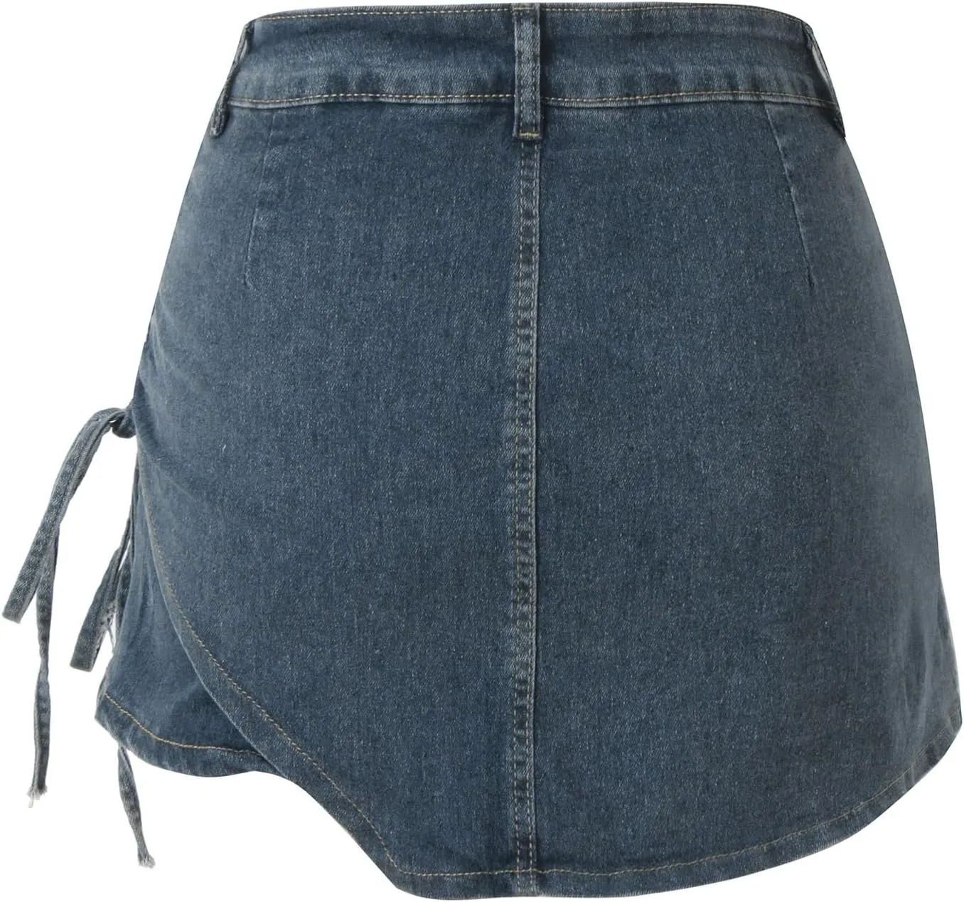 Womens Denim Jean Skirt Casual Mini Y2K High Waisted Casual Fashion Cute Skirts with Pockets Side Drawstring