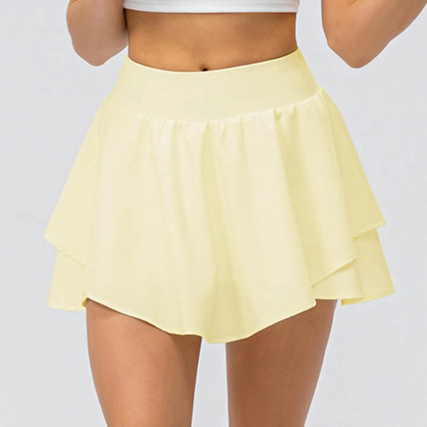 Women's High Waist Tennis Skirts Cutting Hem Pleated Athletic Golf Running Skorts Summer Lightweight Flowy Lounge Shorts
