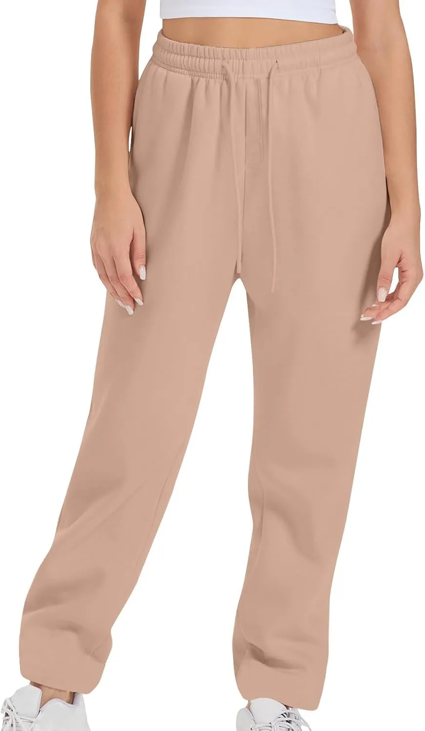 Womens High Waisted Drawstring Waist Wide Leg Sweatpants with Pockets Yoga Workout Casual Athletic Trousers Pants
