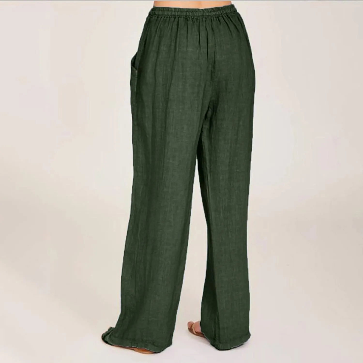 Women's Linen Blend Summer Flowy Palazzo Pants Low Waist Lounge Pants Plus Size Palazzo Pants Vacation