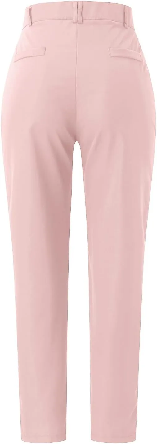 Women's Linen Blend Summer Lightweigt Palazzo Lounge Pants Elastic Waisted Bootcut Slim Fit Trousers Business Work