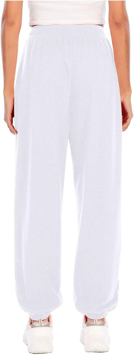 Womens Linen Blend Summer Print Palazzo Pants High Waist Wide Leg Loose Fit Pants Work Business