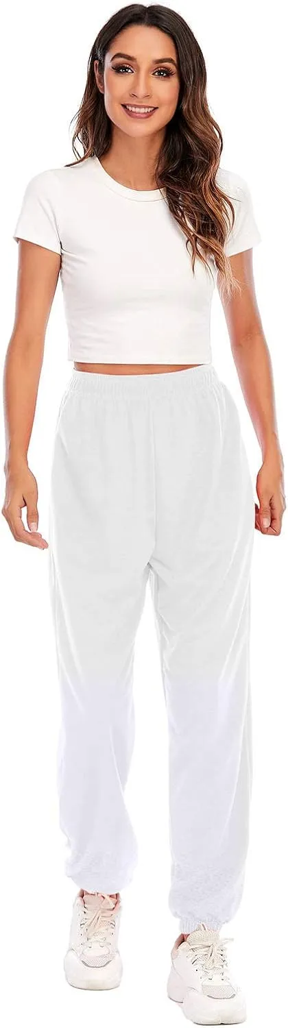 Womens Linen Blend Summer Print Palazzo Pants High Waist Wide Leg Loose Fit Pants Work Business