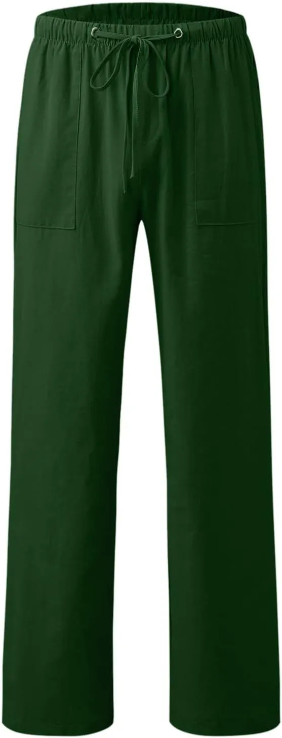 Womens Linen Blend Summer Printed Palazzo Pants High Waist Wide Leg Slim Fit Palazzo Lounge Pants Business Work