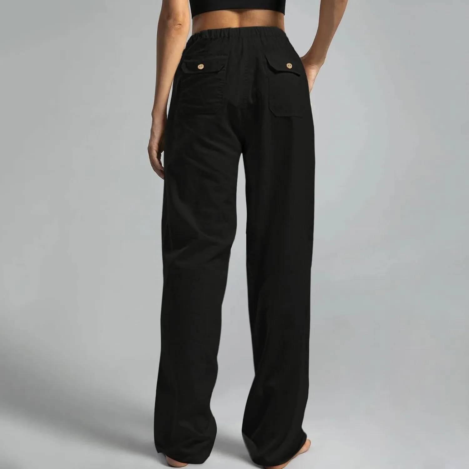 Womens Linen Blend Summer Printed Palazzo Pants High Waist Wide Leg Slim Fit Palazzo Lounge Pants Business Work