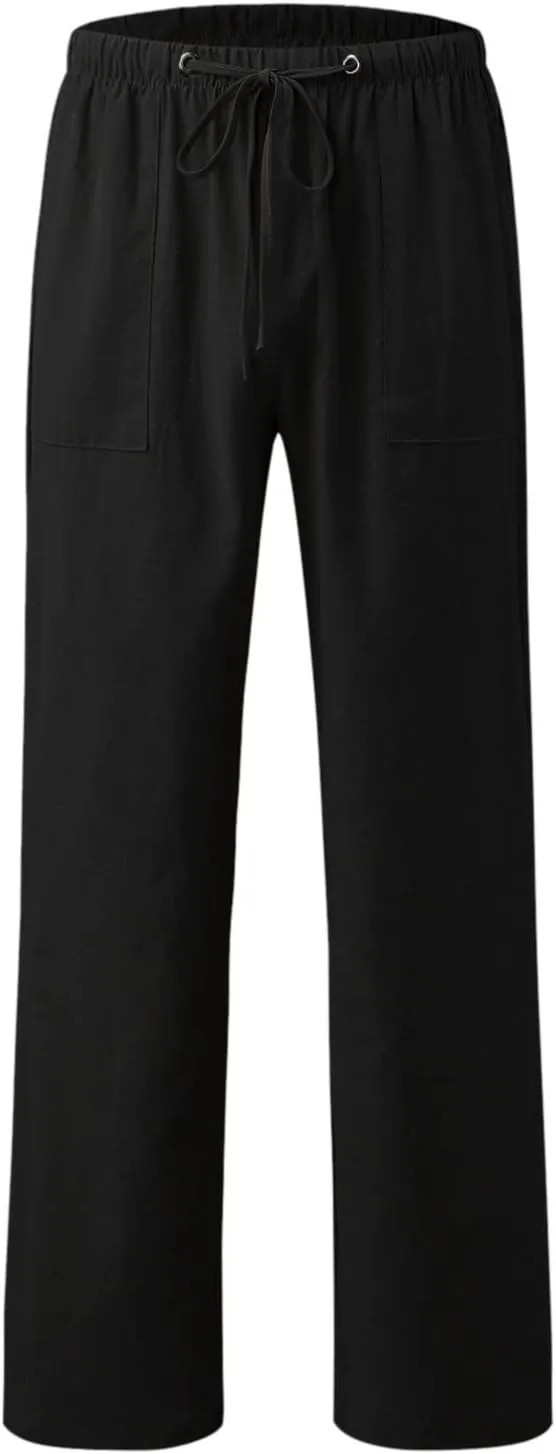 Womens Linen Blend Summer Printed Palazzo Pants High Waist Wide Leg Slim Fit Palazzo Lounge Pants Business Work