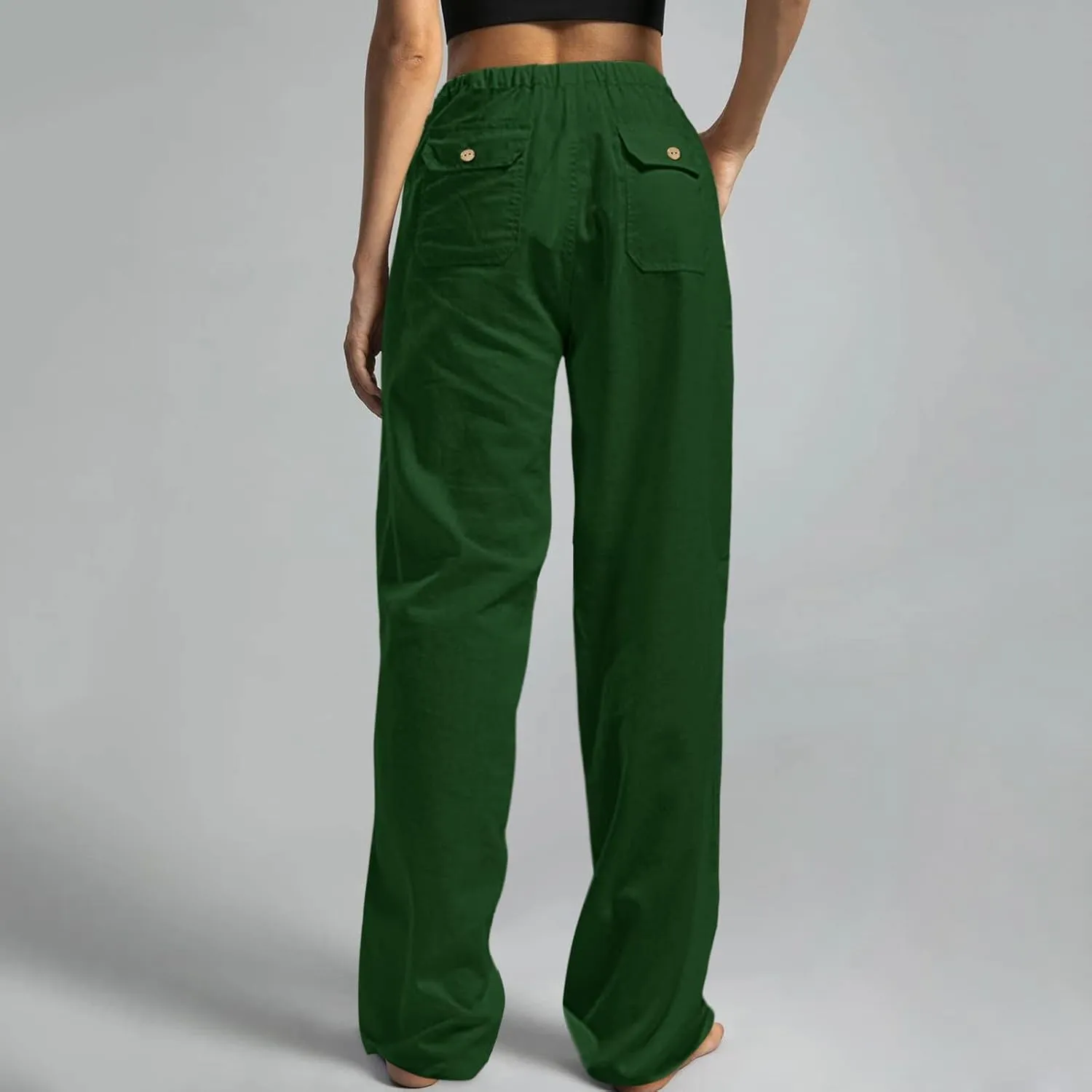 Womens Linen Blend Summer Printed Palazzo Pants High Waist Wide Leg Slim Fit Palazzo Lounge Pants Business Work
