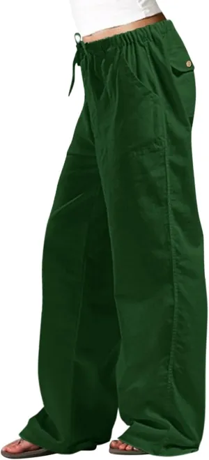 Womens Linen Blend Summer Printed Palazzo Pants High Waist Wide Leg Slim Fit Palazzo Lounge Pants Business Work