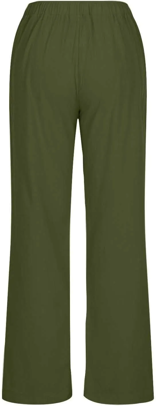 Womens Linen Pants Casual Wide Leg Drawstring Boho Pant High Waisted Summer Beach Trousers Loose Fit Lounge Palazzo