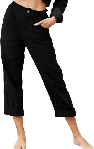 Women's Linen Summer Tie Knot Palazzo Lounge Pants High Waist Long Lounge Plus Size Palazzo Pants Office