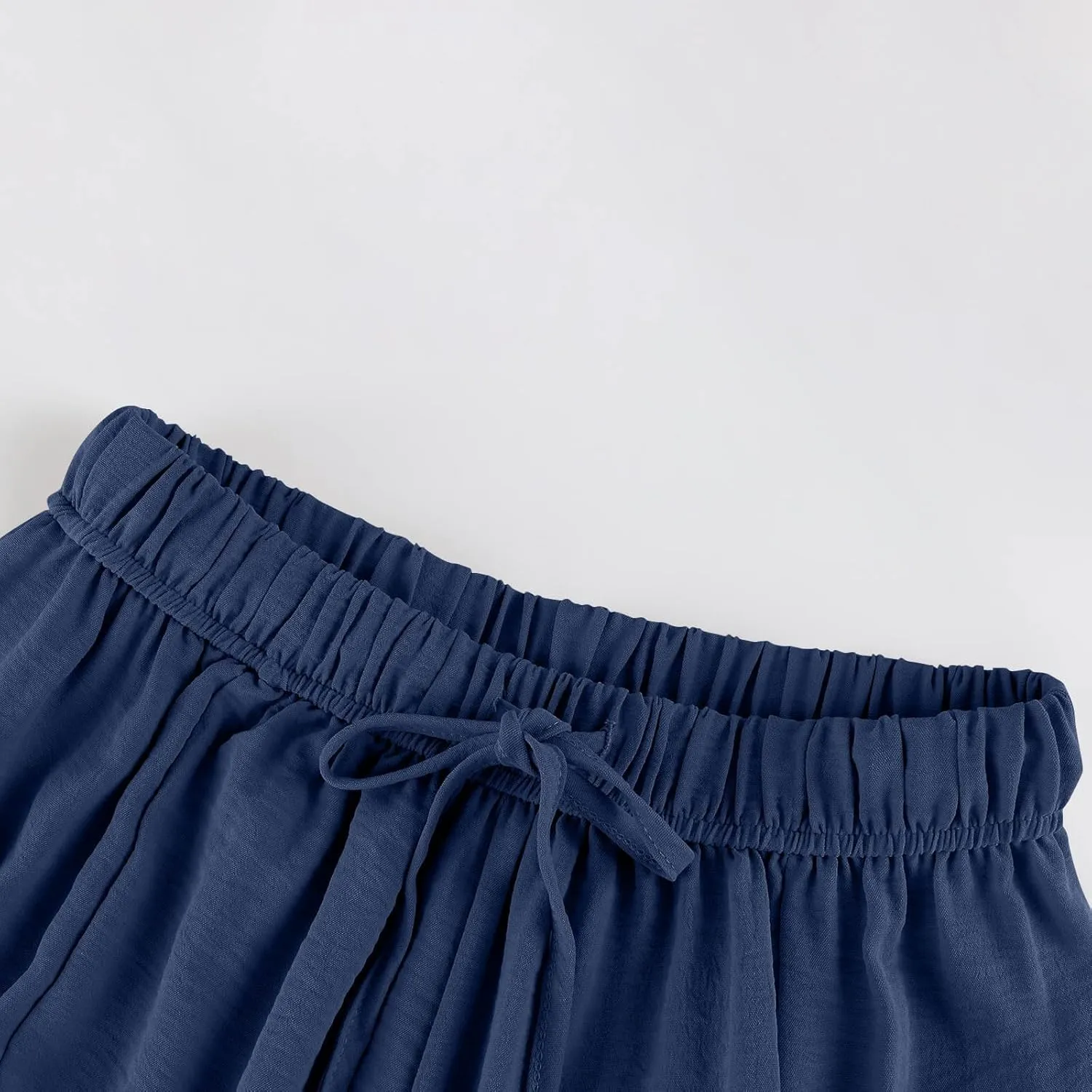 Womens Palazzo Pants Cotton Linen High Waisted Summer 2025 Pants Drawstring Wide Leg Multi-Pocket Solid Outfit Fashion
