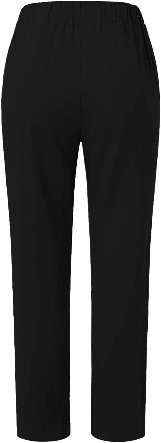 Womens Pants, Casual Pants Straight Leg Loose Peasant Linen Cotton Women Side