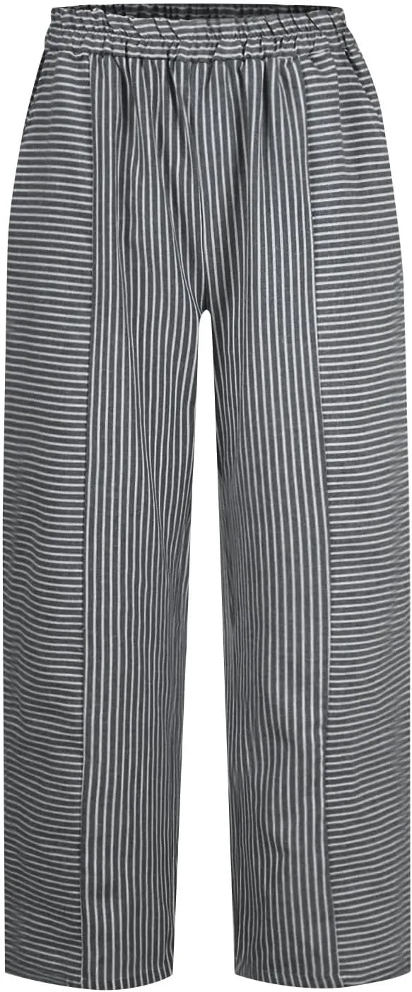 Womens Pants, Casual Pants Straight Leg Loose Peasant Linen Cotton Women Side