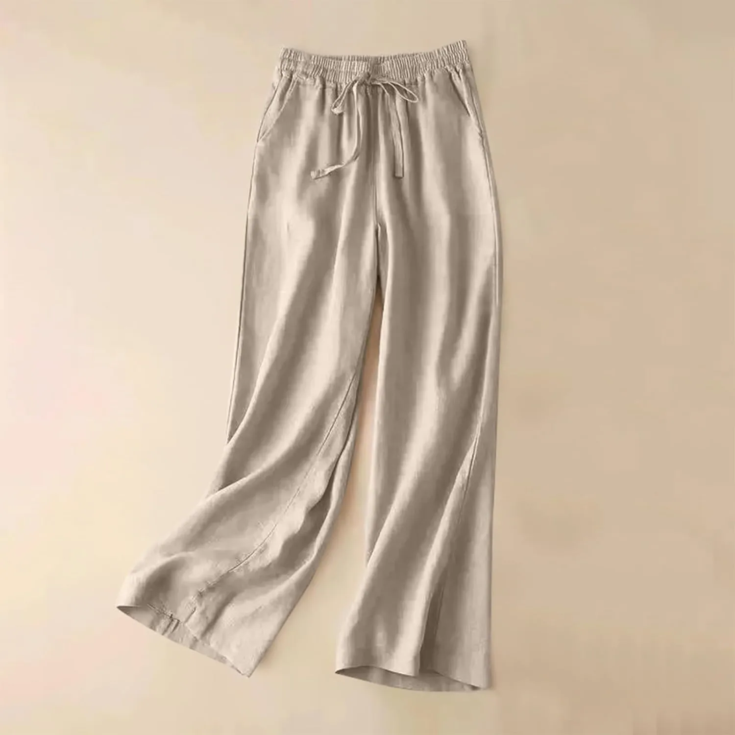Women's Pants, Cotton Linen Wide Leg Pants High Waisted Straight Pant Palazzo