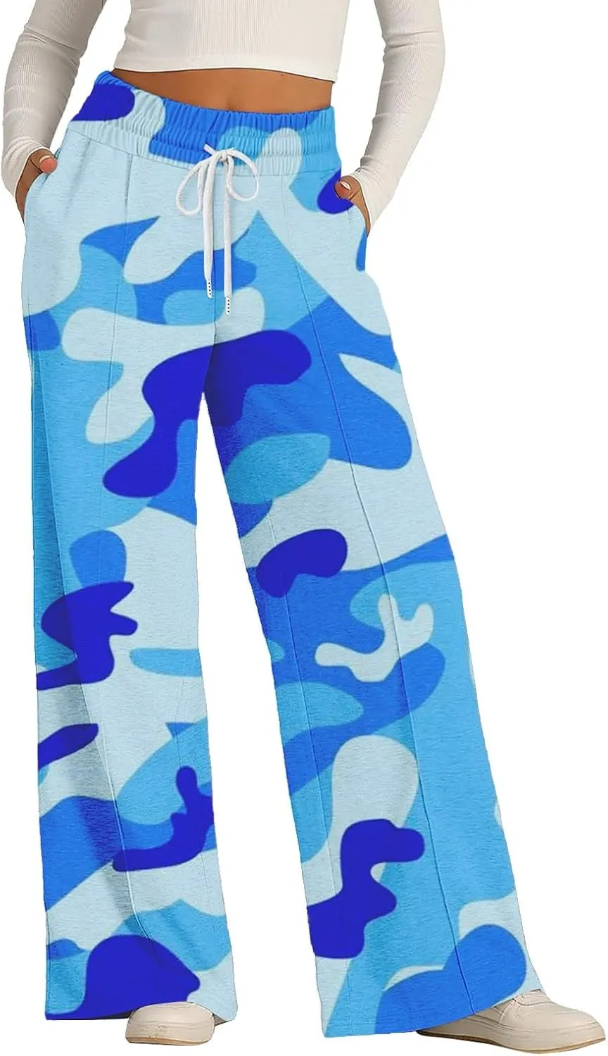 Women's Pants, Straight Leg High Waisted Pants Cotton Linen Wide Palazzo Sweatpants