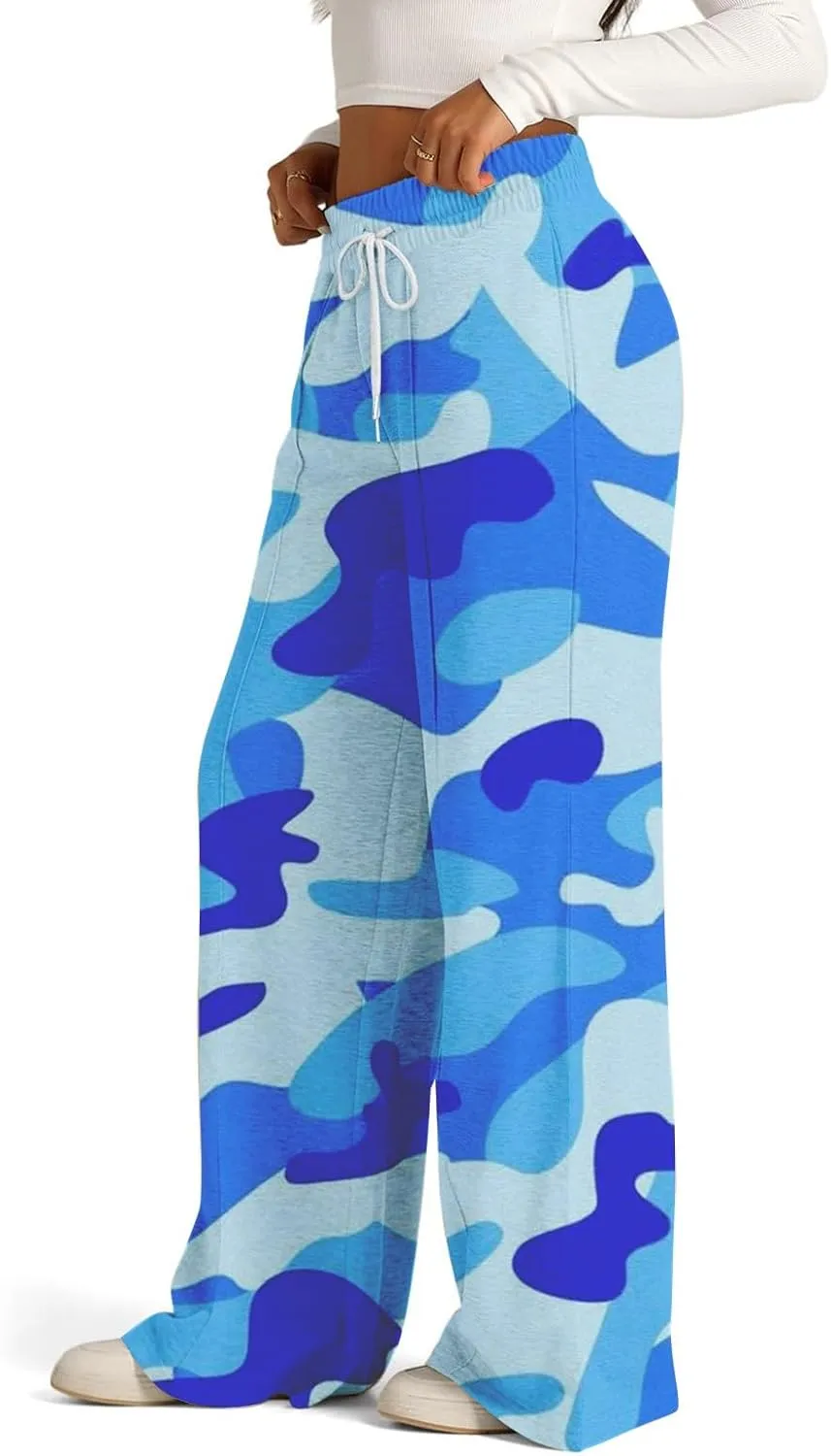 Women's Pants, Straight Leg High Waisted Pants Cotton Linen Wide Palazzo Sweatpants