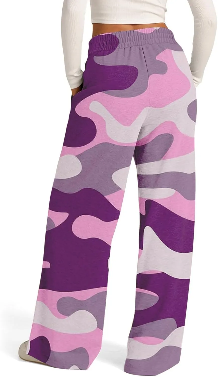 Women's Pants, Straight Leg High Waisted Pants Cotton Linen Wide Palazzo Sweatpants