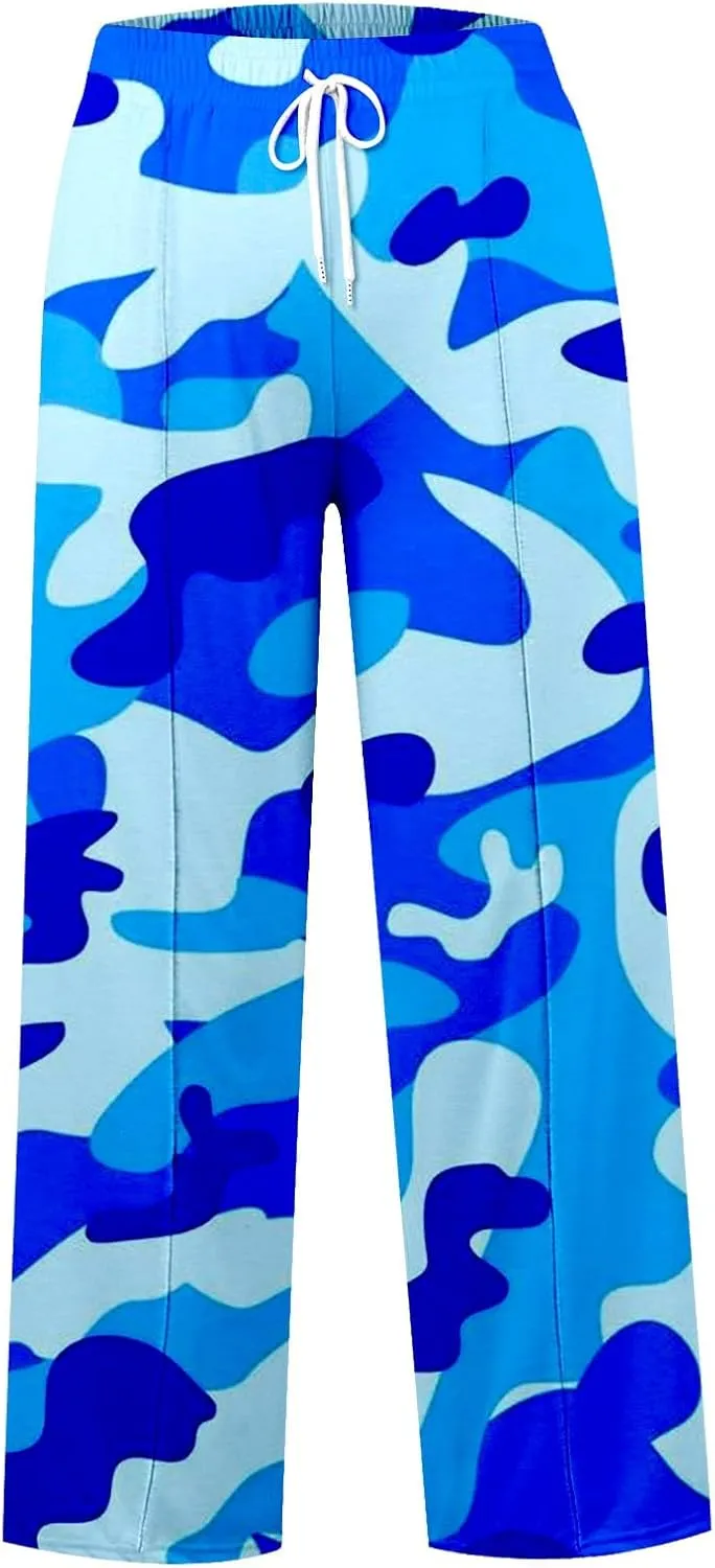 Women's Pants, Straight Leg High Waisted Pants Cotton Linen Wide Palazzo Sweatpants
