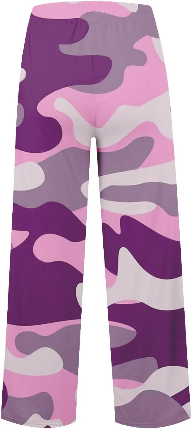 Women's Pants, Straight Leg High Waisted Pants Cotton Linen Wide Palazzo Sweatpants
